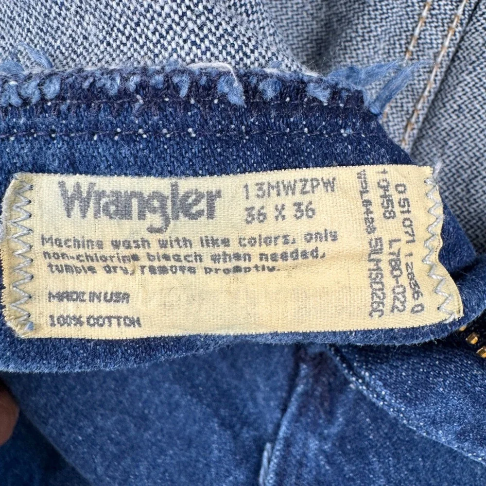 Wrangler 13MWZPW Cowboy Cut Jeans Mens 36x36 Indigo Straight Leg Y2K Made in USA - Picture 3 of 11